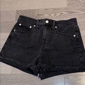 Black denim high rise shorts